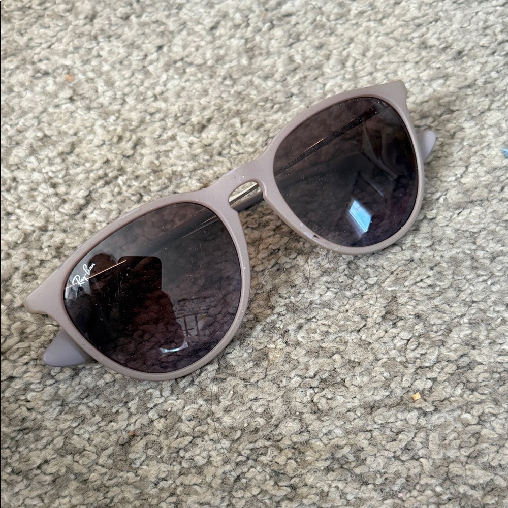 Ray-Ban Women's Erika Matte Taupe Frame Sunglasses with Dark Purple Lenses